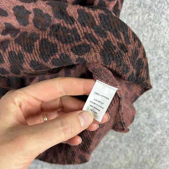 27 Miles Cashmere Alaine Toffee 100% Cashmere Sweater XS Animal Print Pullover - Picture 7 of 8